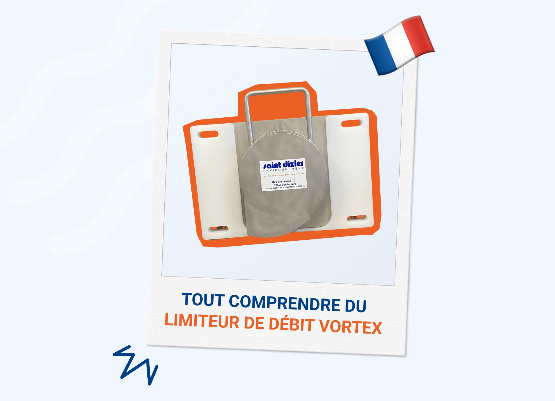 Image d'un limiteur SDE avec texte "Tout comprendre du limiteur de débit vortex"