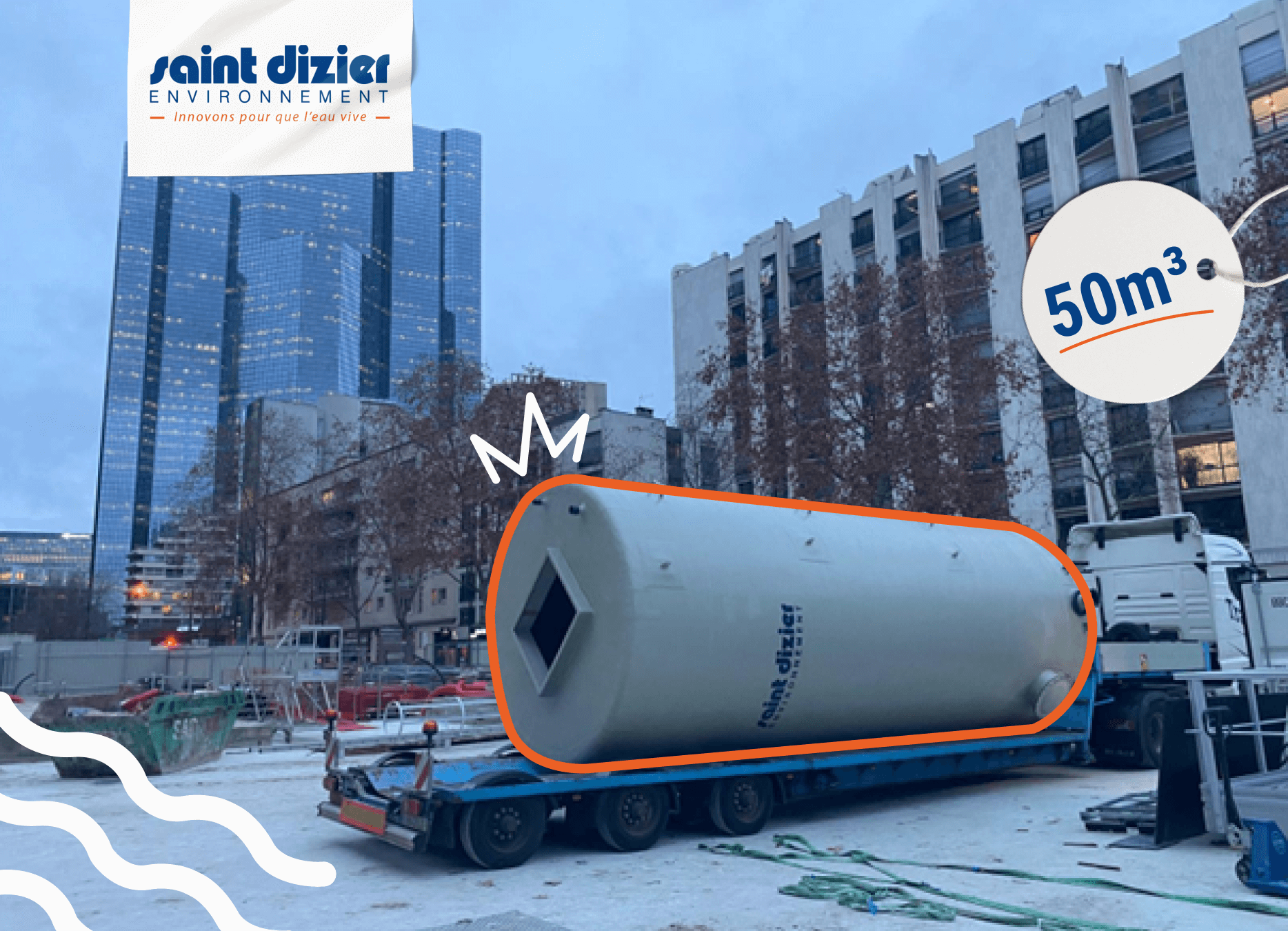 Photo de la cuve Saint Dizier Environnement pour le Grand Paris Express