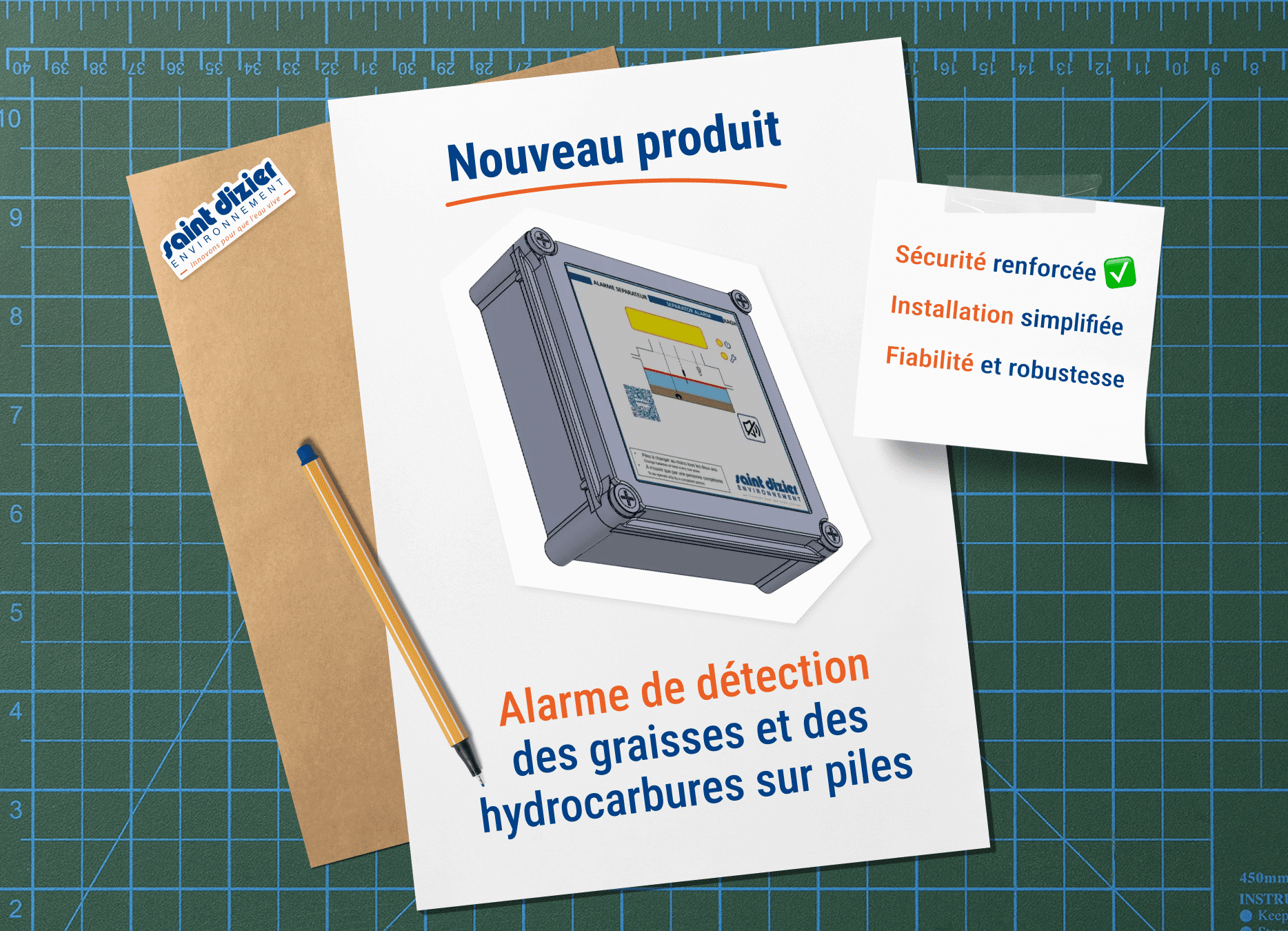Nouveau produit Alarme de détection des graisses et des hydrocarbures sur piles Sécurité renforcée Installation simplifiée Fiabilité et robustesse