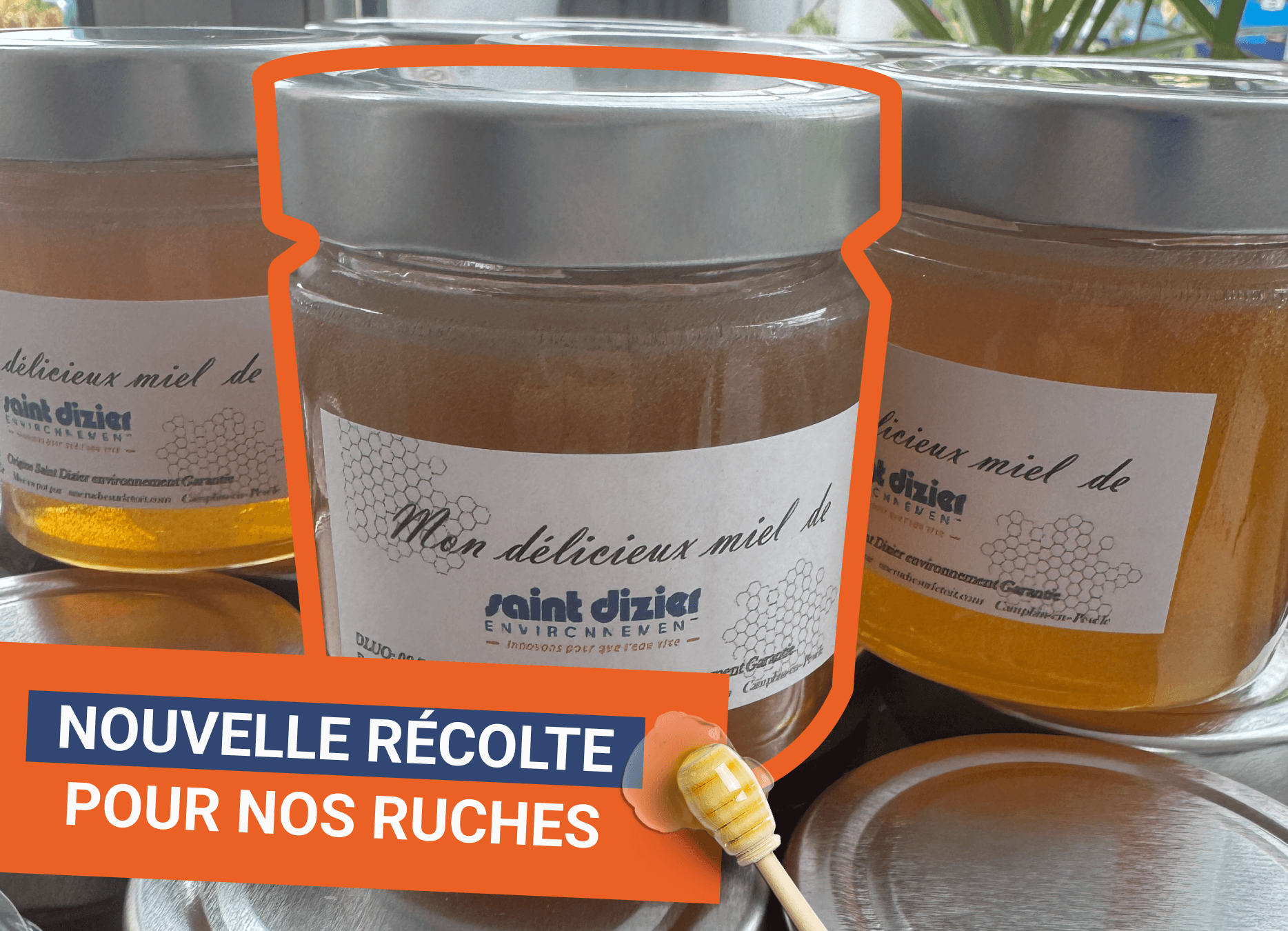 Photo des pots de miel Saint Dizier Environnement